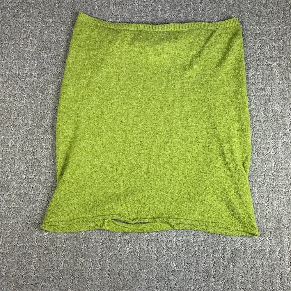 Free People FP Beach Lime Green Knit Tube Halter Top Backless Open Back Size XL